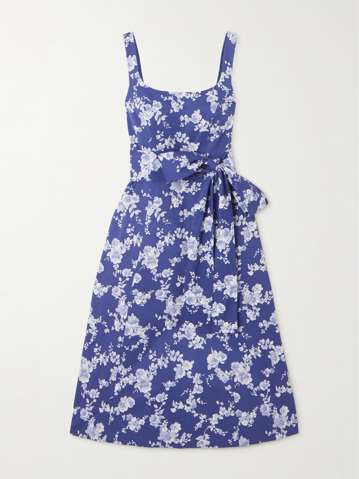 Carolina Herrera Belted Floral-print Faille Midi Dress