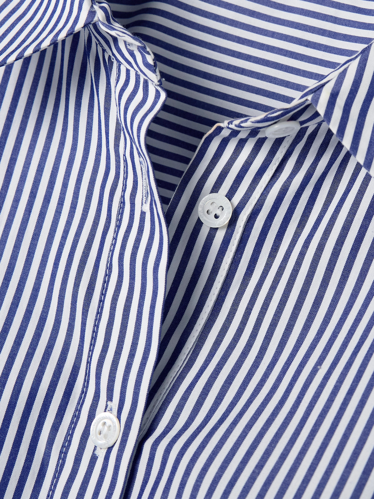 Carolina Herrera Ruffled Guipure Lace-trimmed Striped Cotton-poplin Shirt In Blue
