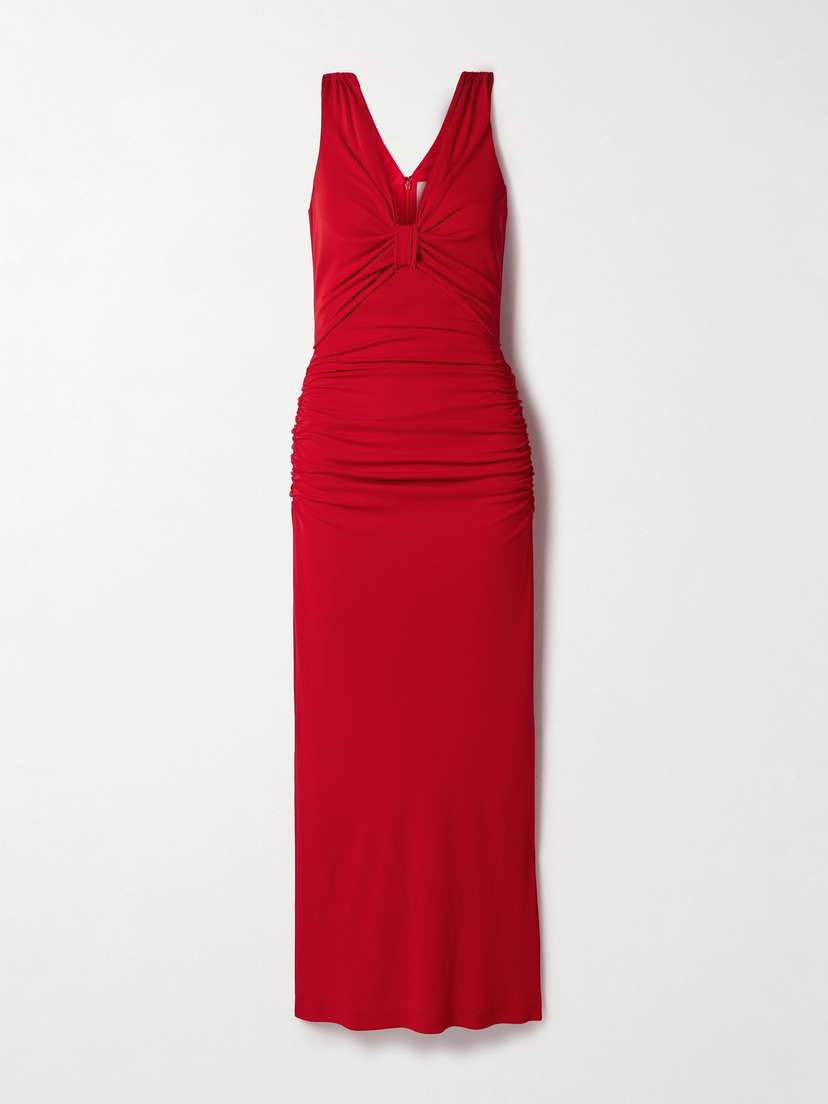 Carolina Herrera Ruched Stretch-jersey Maxi Dress