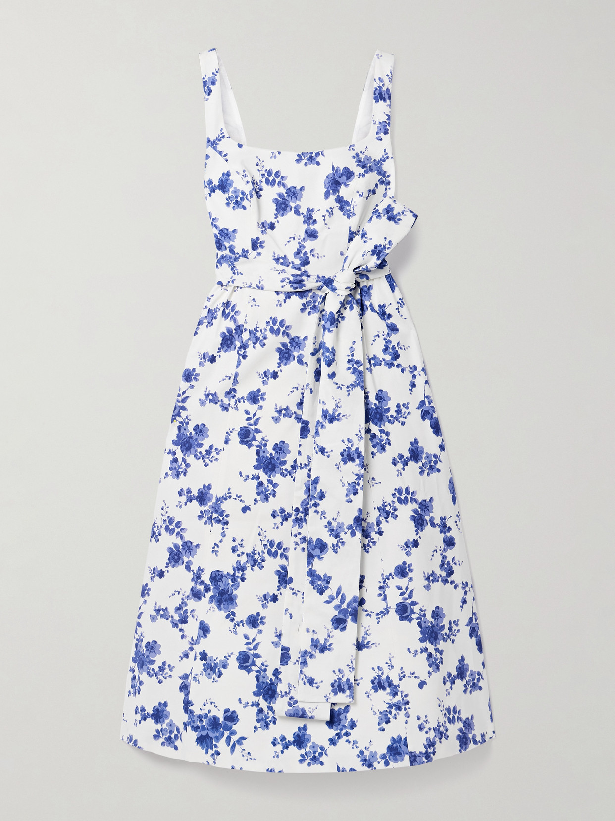 Carolina Herrera Belted Floral-print Faille Midi Dress