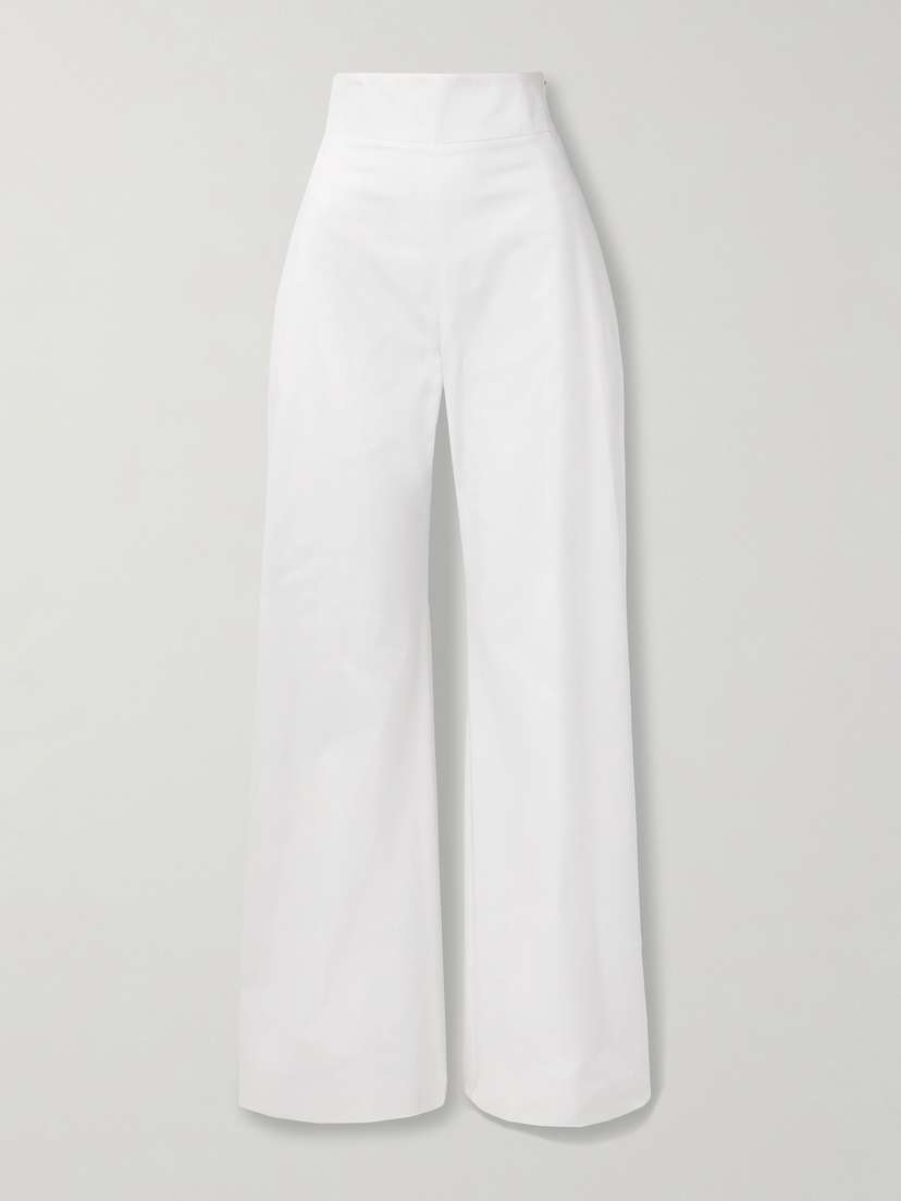 Carolina Herrera Cotton-blend Sateen Wide-leg Pants