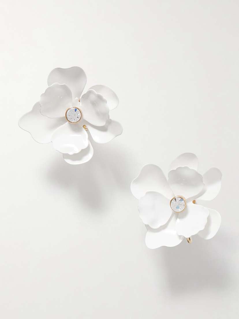 Carolina Herrera Gold-tone, Enamel And Crystal Earrings