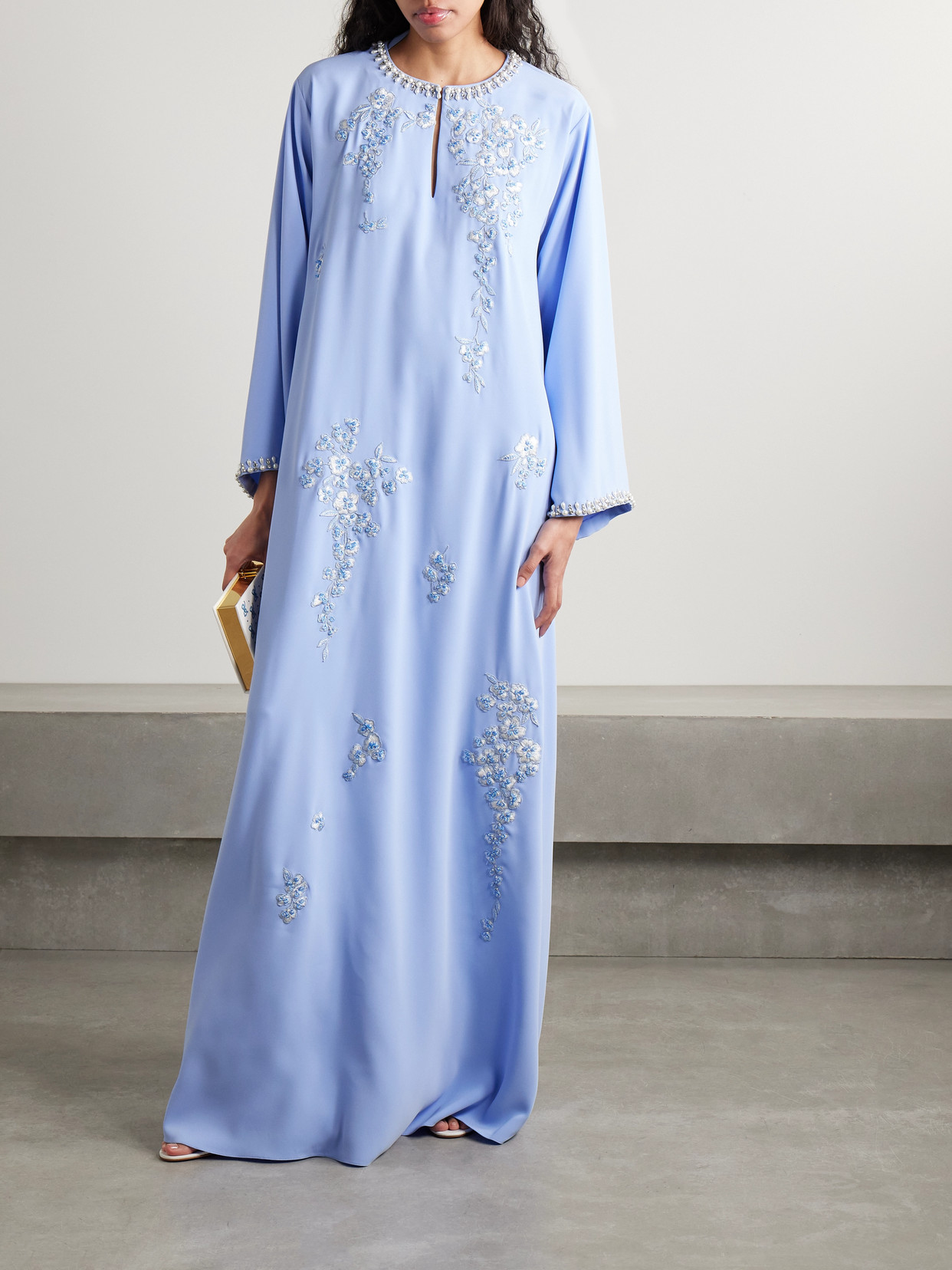 Carolina Herrera Embellished Embroidered Crepe Gown
