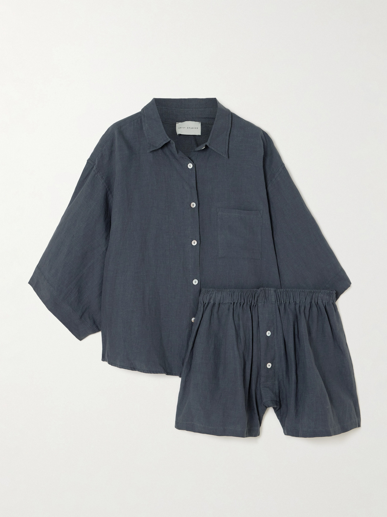 Deiji Studios - The 03 Washed-linen Shirt And Shorts Set - Indigo