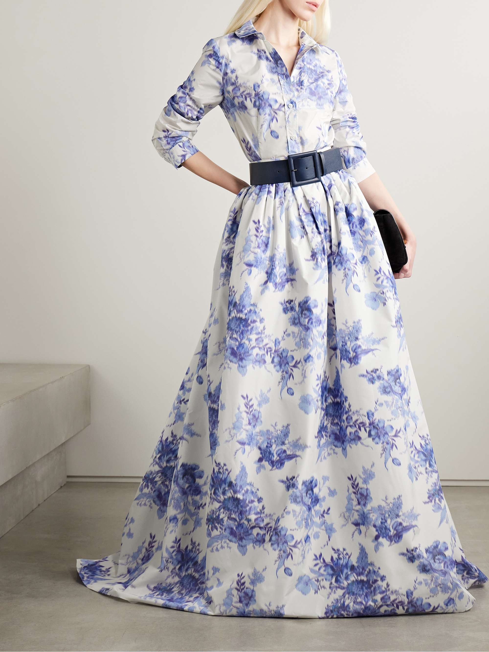 CAROLINA HERRERA Icon floral-print taffeta shirt | NET-A-PORTER