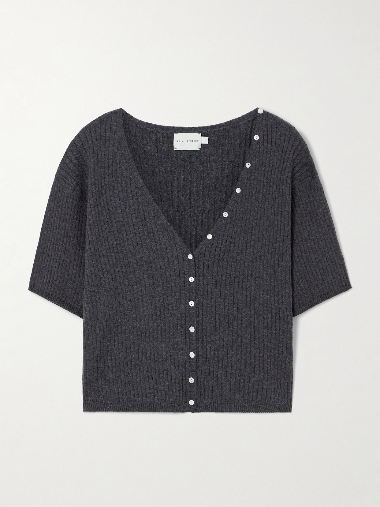Deiji Studios Ribbed Cotton And Cashmere-blend Cardigan