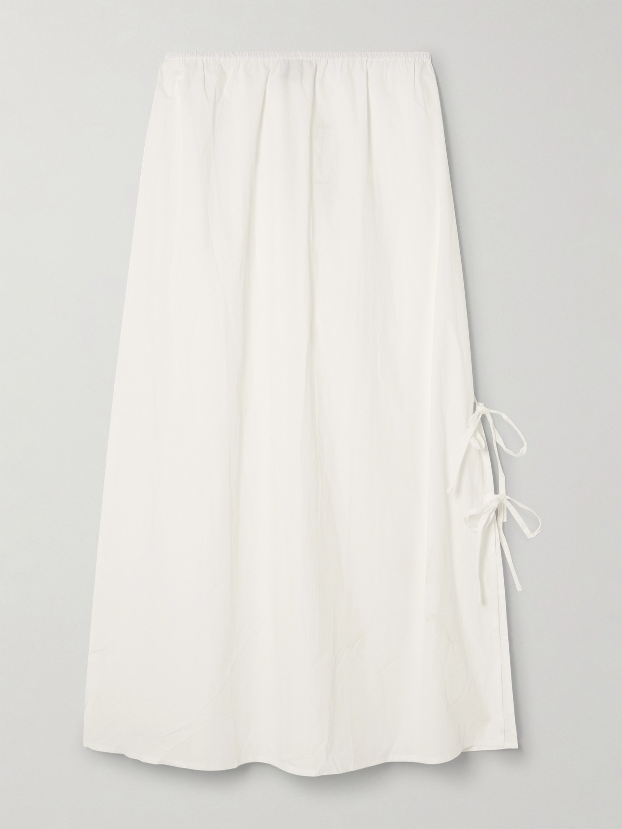 Deiji Studios Tie-detailed Organic Cotton-poplin Midi Skirt