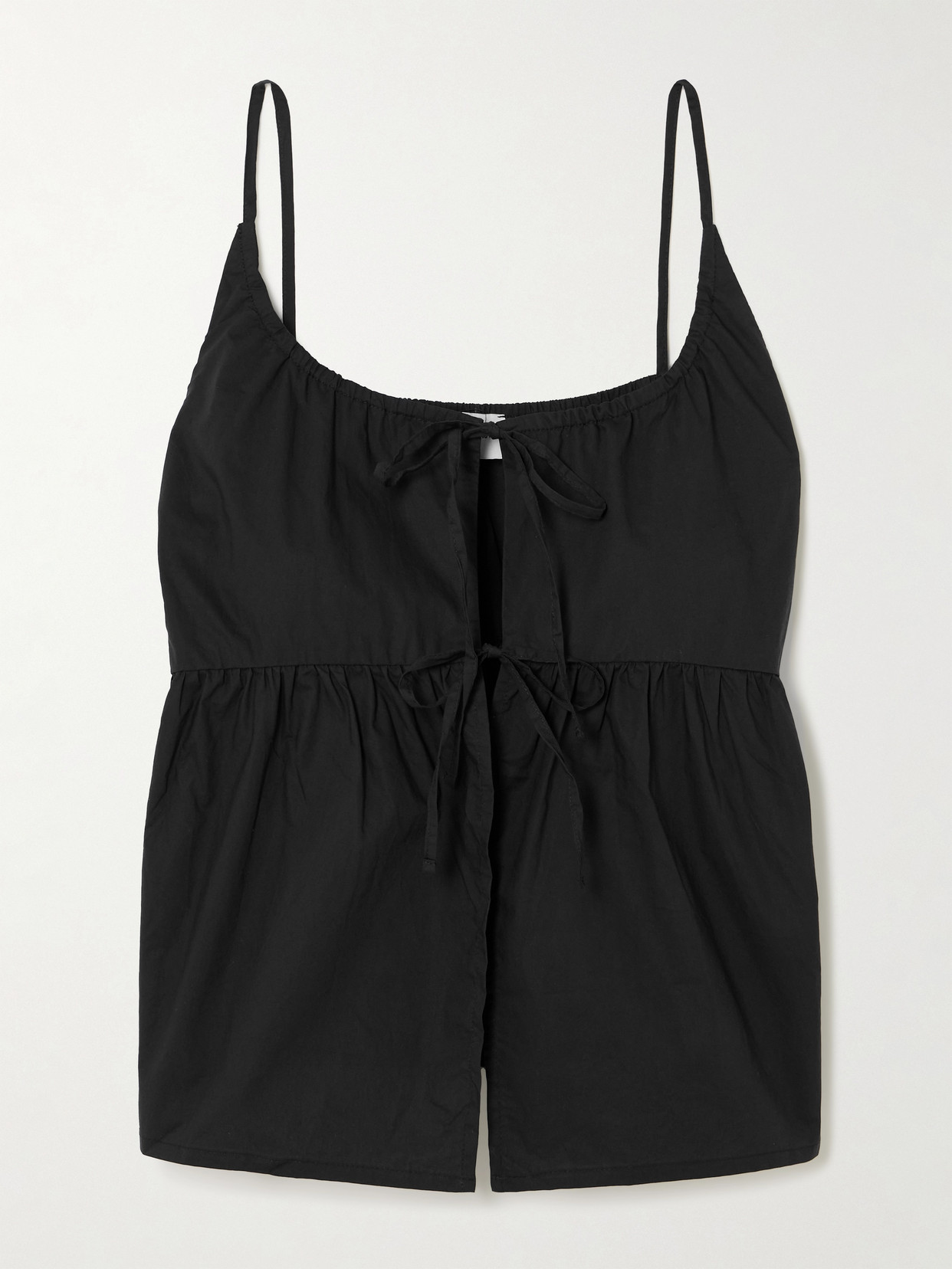 Tie-Detailed Organic Cotton-Poplin Top
