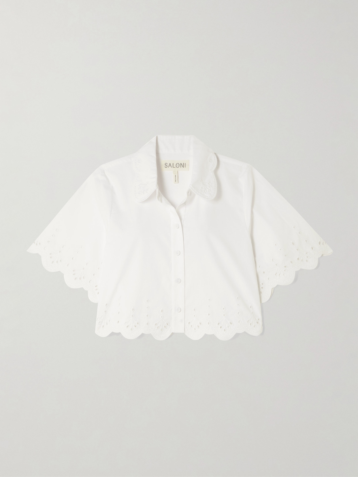 Saloni Dree Scalloped Broderie Anglaise Cotton-poplin Shirt