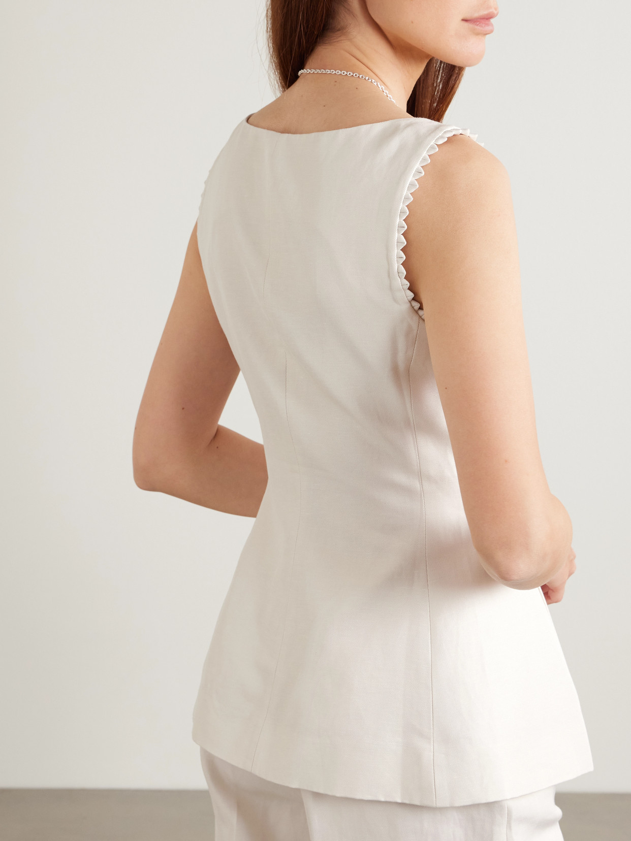 Bibba Cotton, Linen And Silk-Blend Twill Top