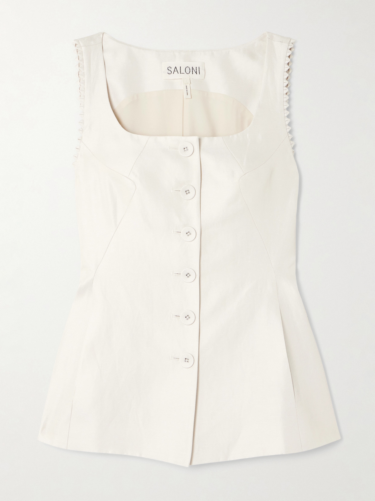 Saloni Bibba Cotton, Linen And Silk-blend Twill Top