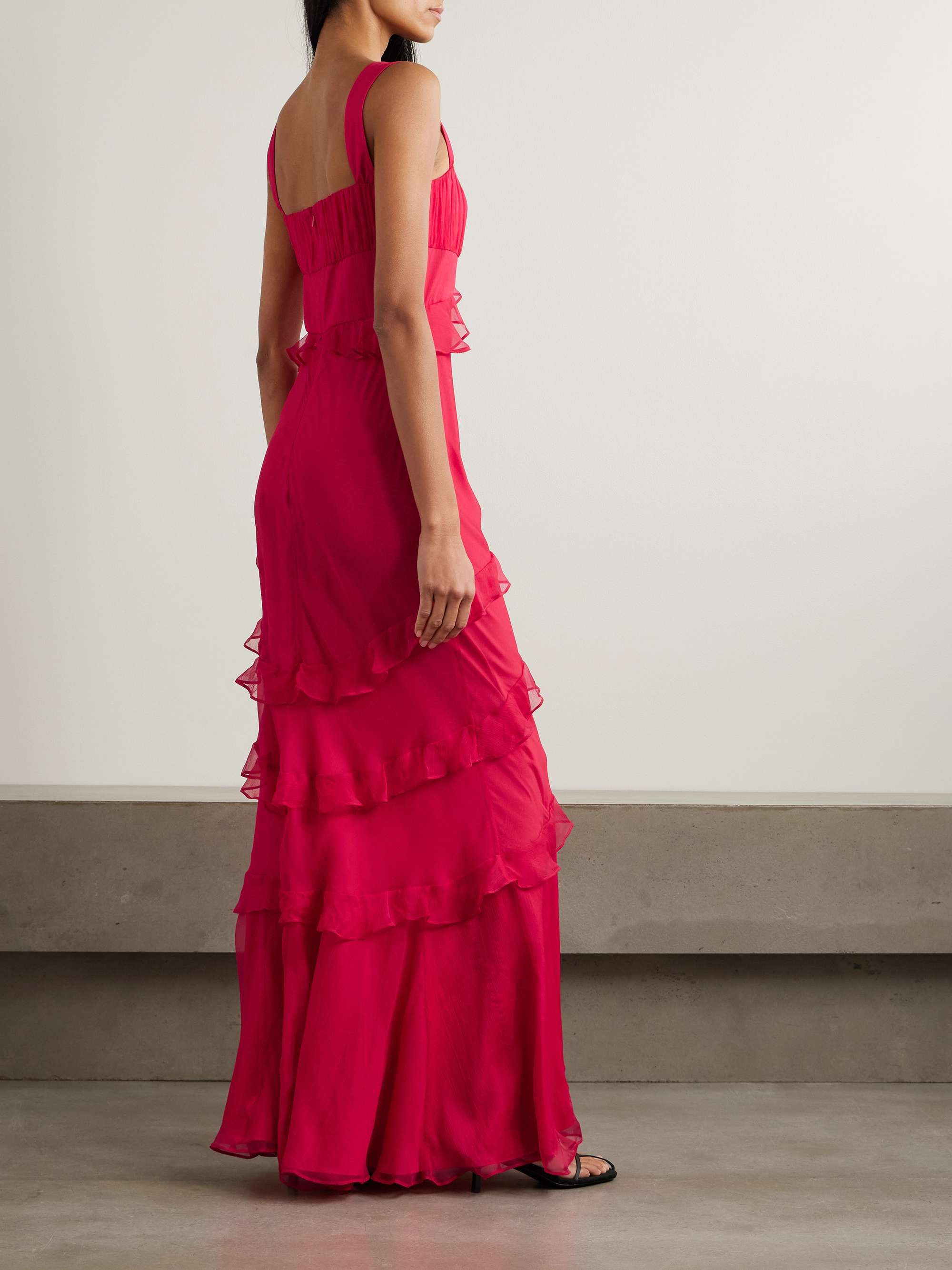 SALONI Chandra ruffled floral-print fil coupé silk-blend georgette maxi dress