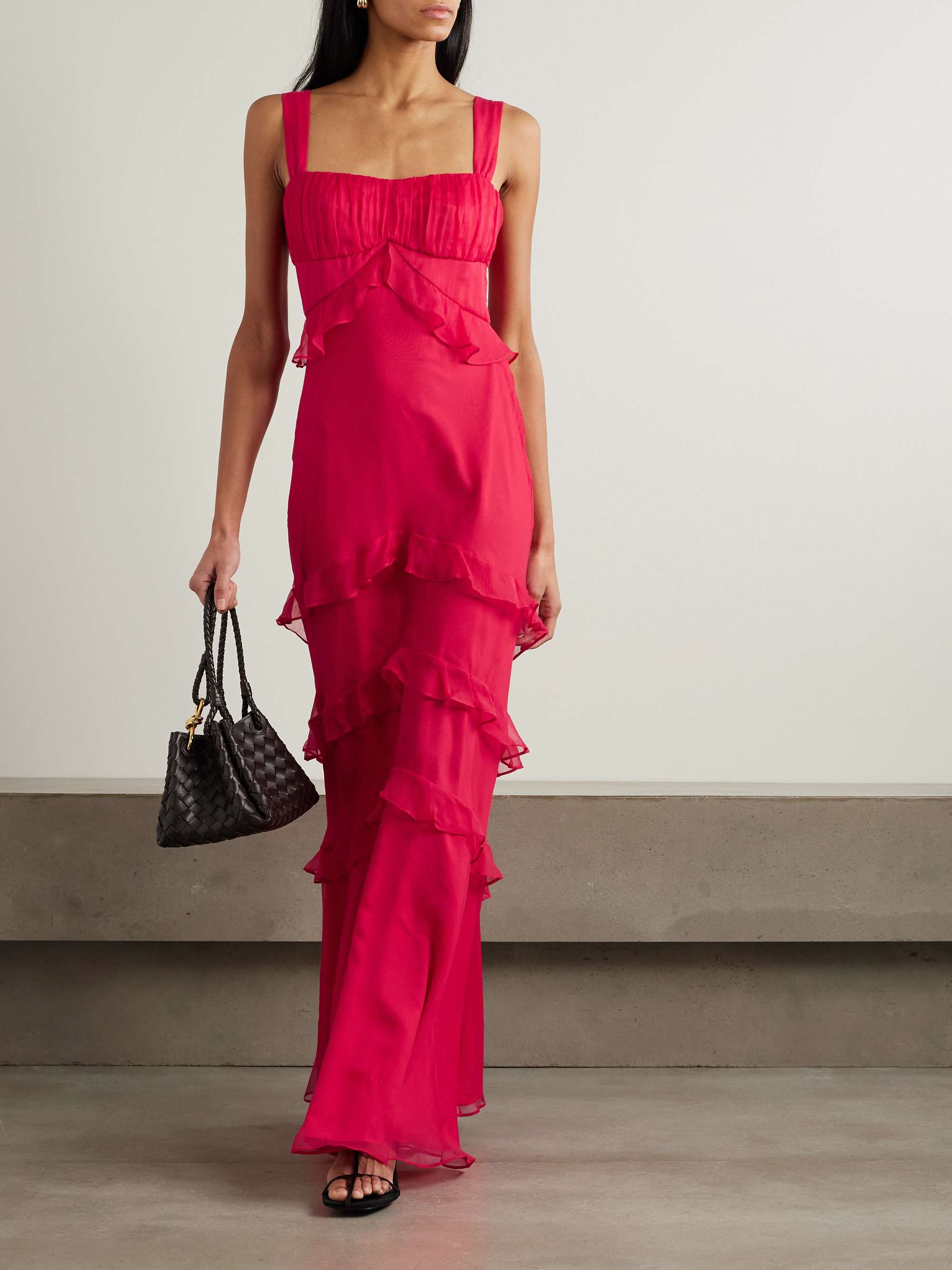 SALONI Chandra ruffled floral-print fil coupé silk-blend georgette maxi dress