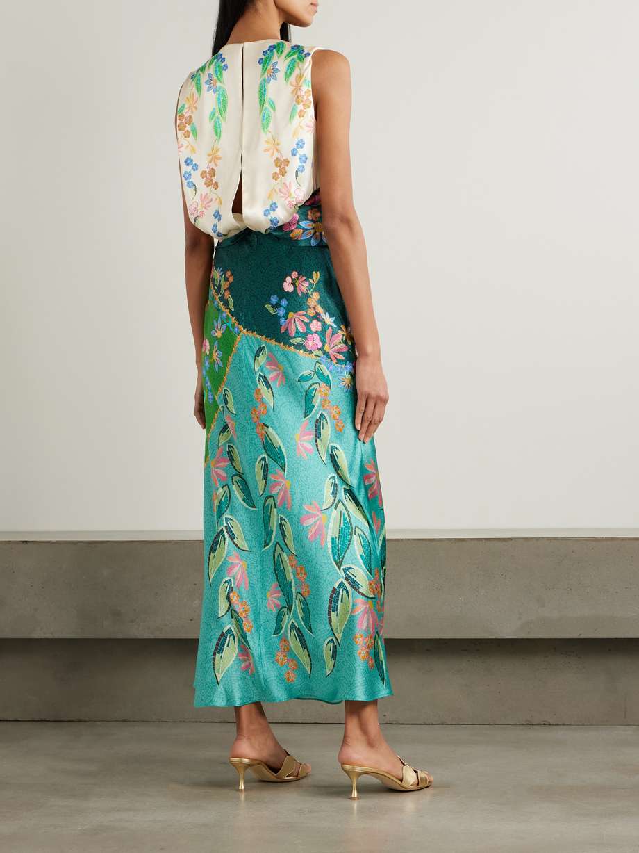 gwen twisted draped floral-print silk maxi dress