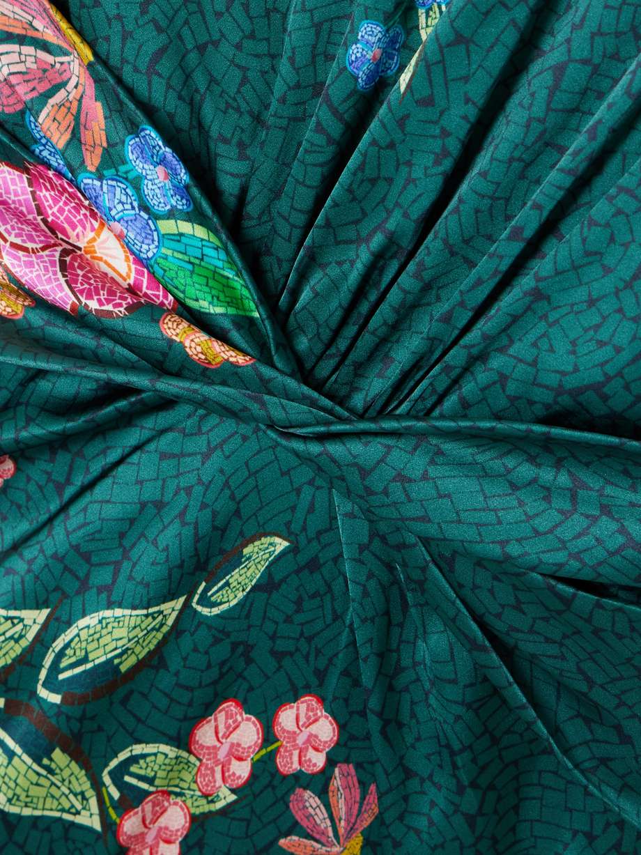 gwen twisted draped floral-print silk maxi dress