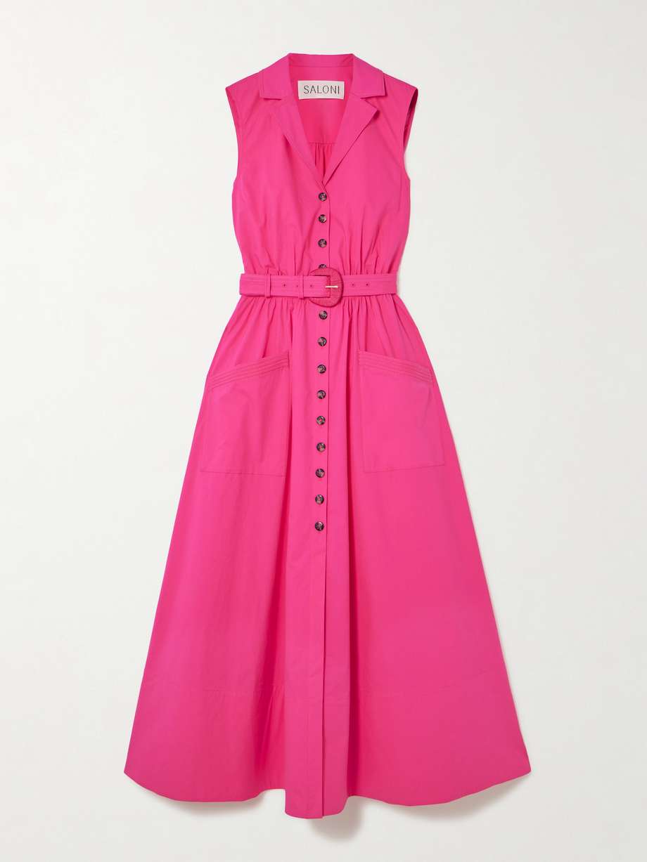 kirat belted cotton-blend midi shirt dress