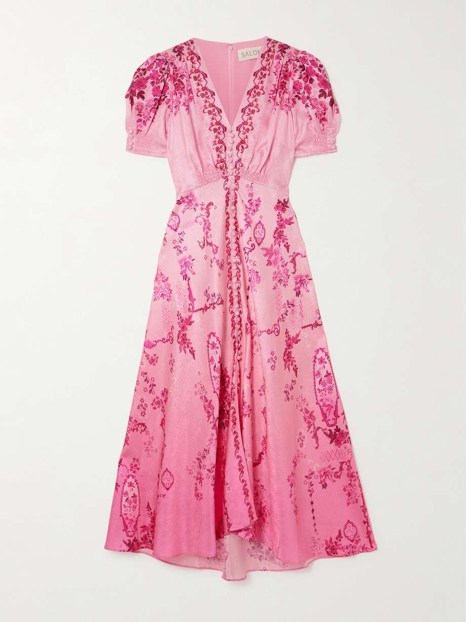 lea printed silk-satin midi dress