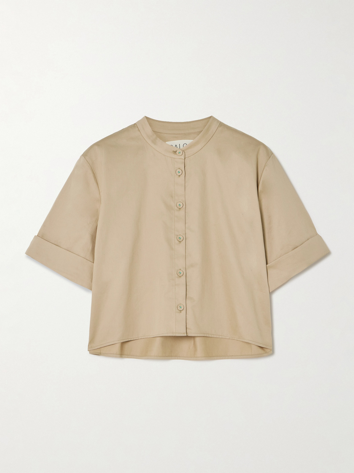 Saloni Jude Cropped Cotton-voile Shirt In Neutrals
