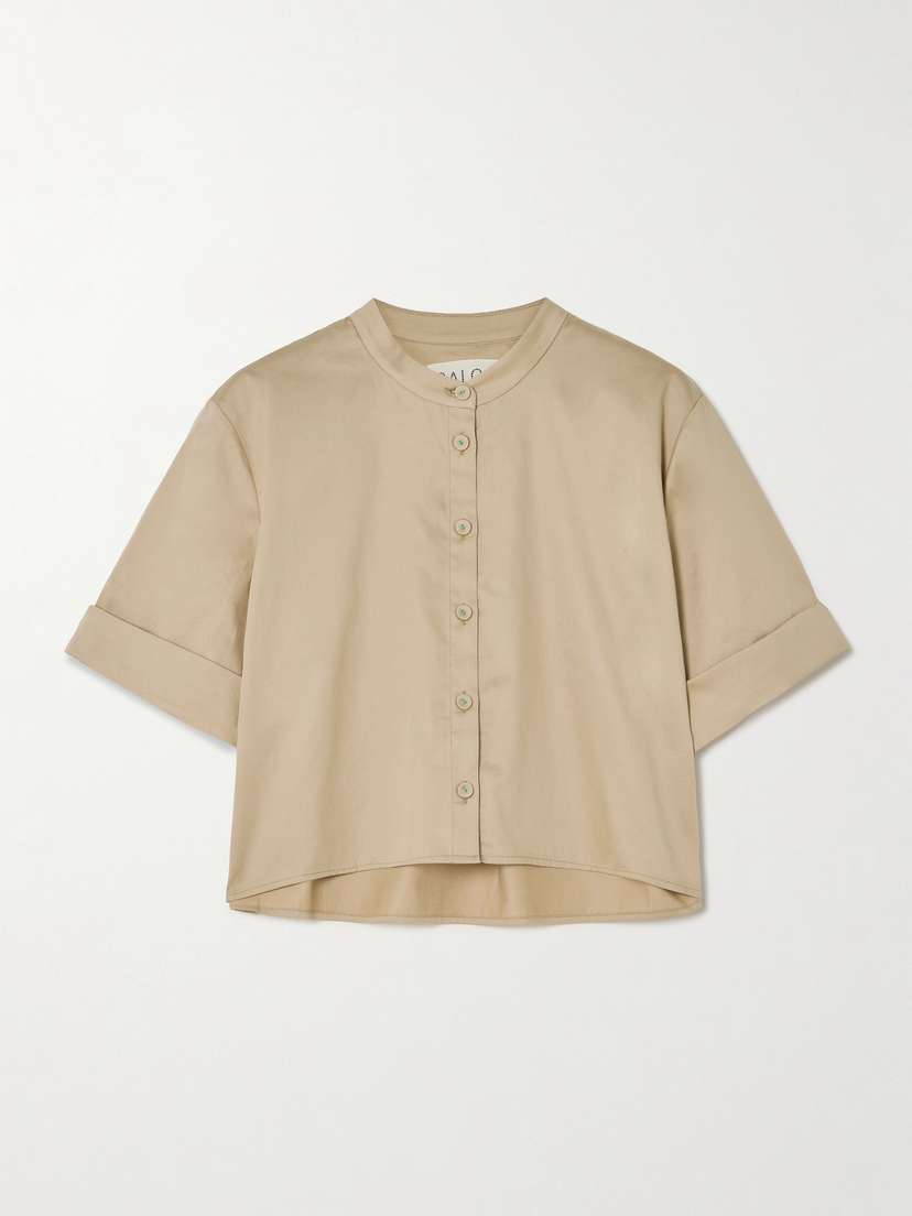 Saloni Jude Cropped Cotton-voile Shirt