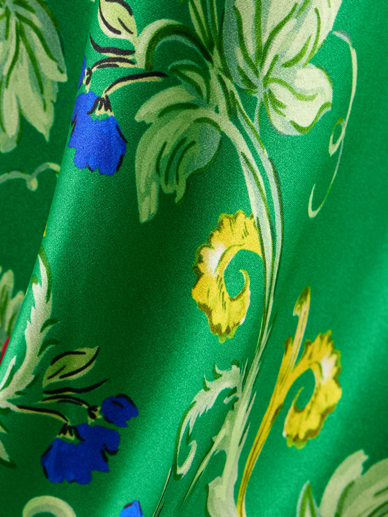 Saloni Vida D Ruffled Floral-print Silk-satin Dress In Green