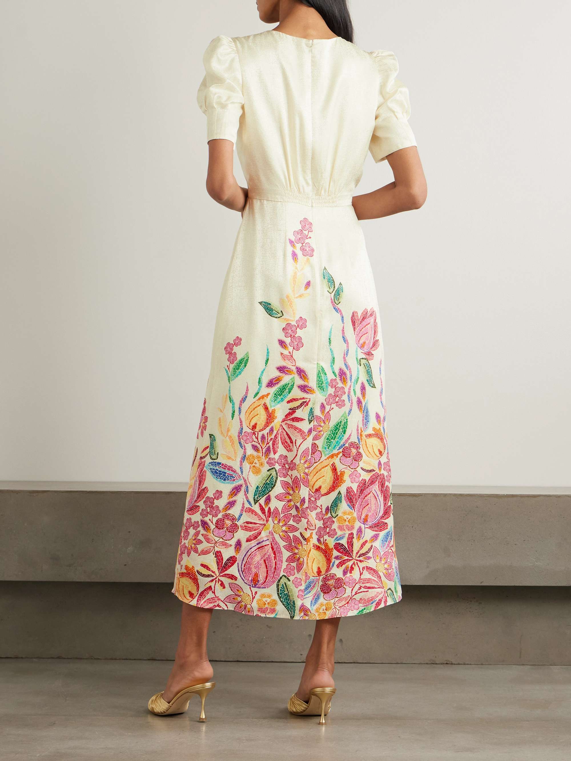 SALONI Bianca printed silk-jacquard midi dress