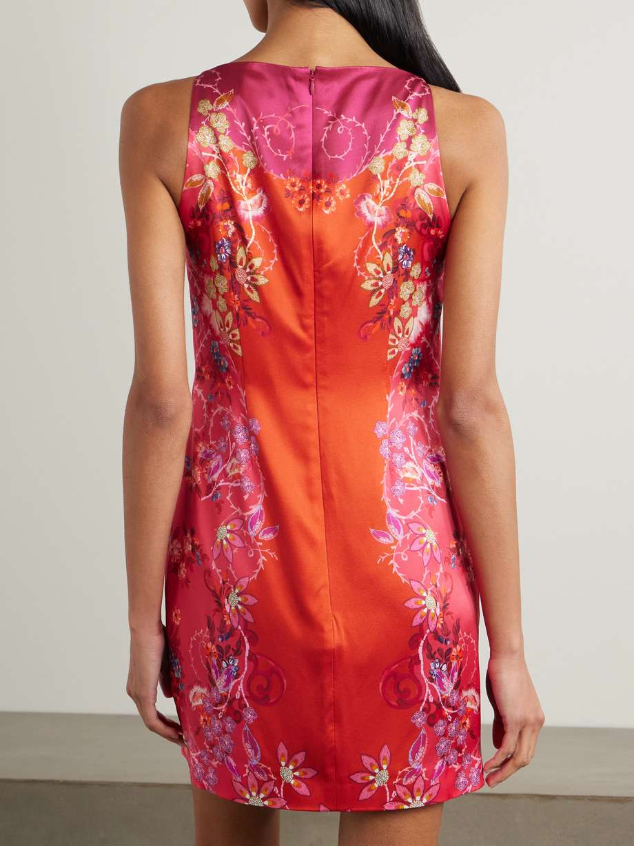 alba-b printed silk-blend satin mini dress