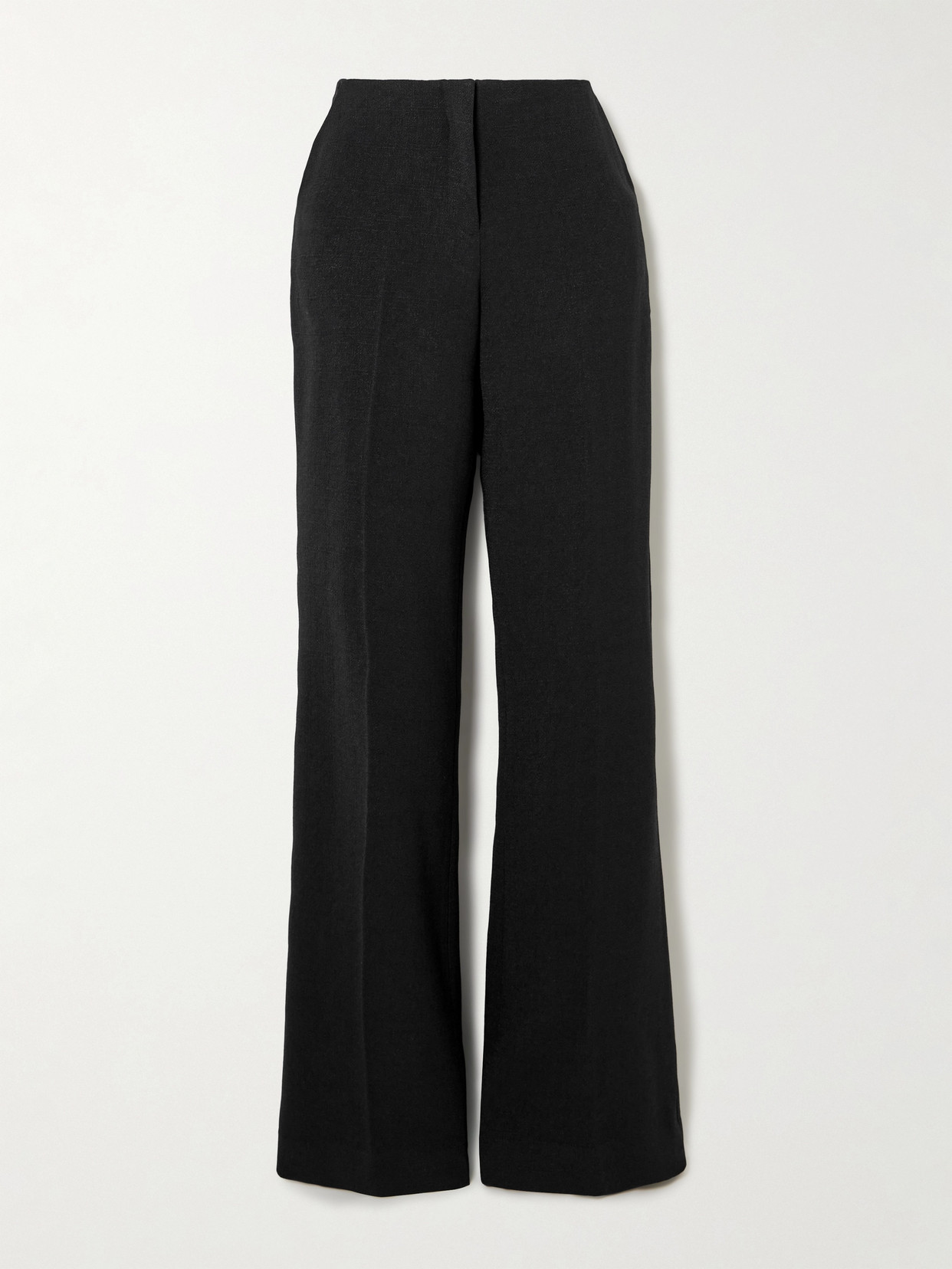 Saloni Flute-b Crepe Straight-leg Pants In Black