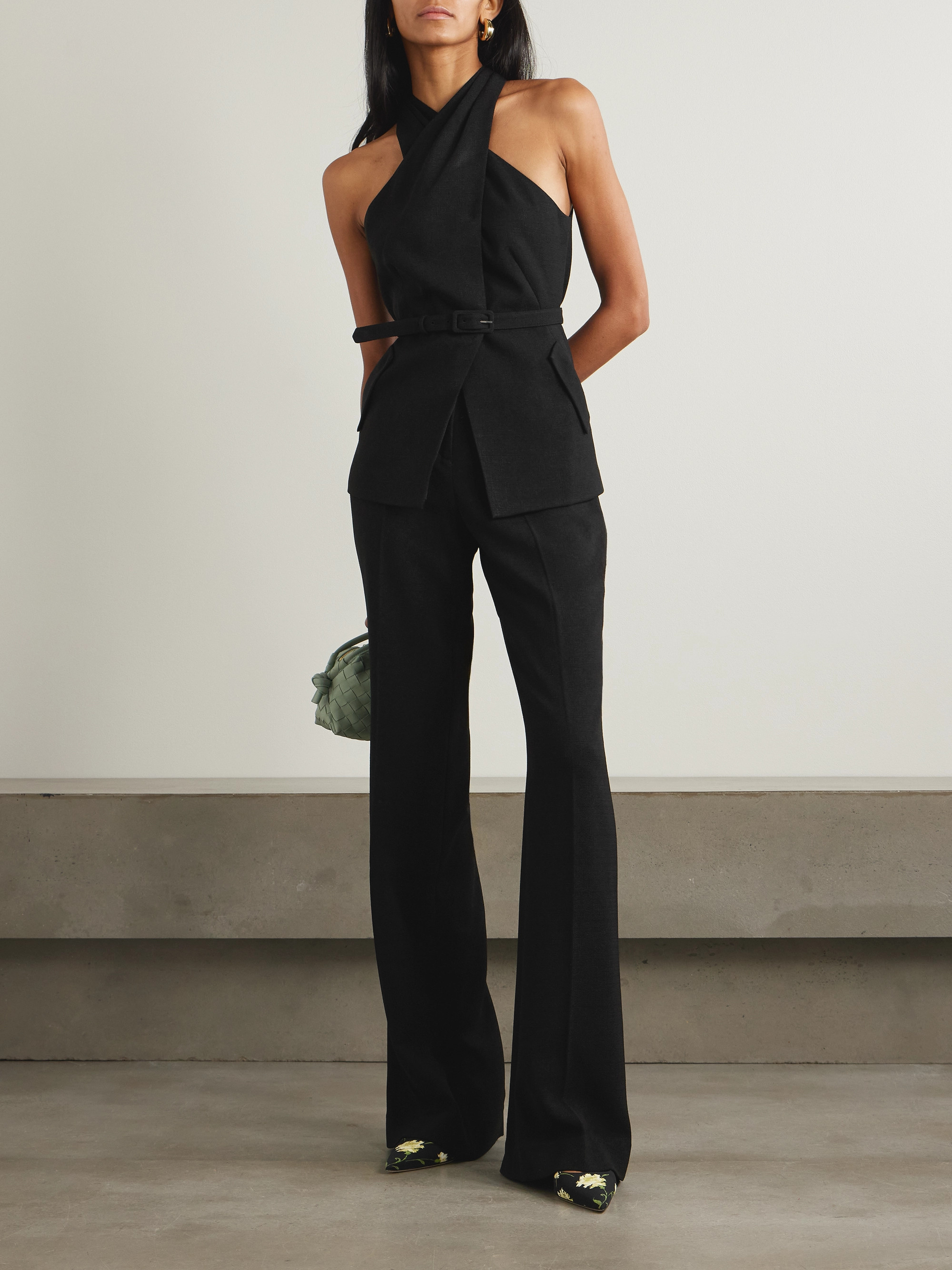 Saloni Flute-B crepe straight-leg pants
