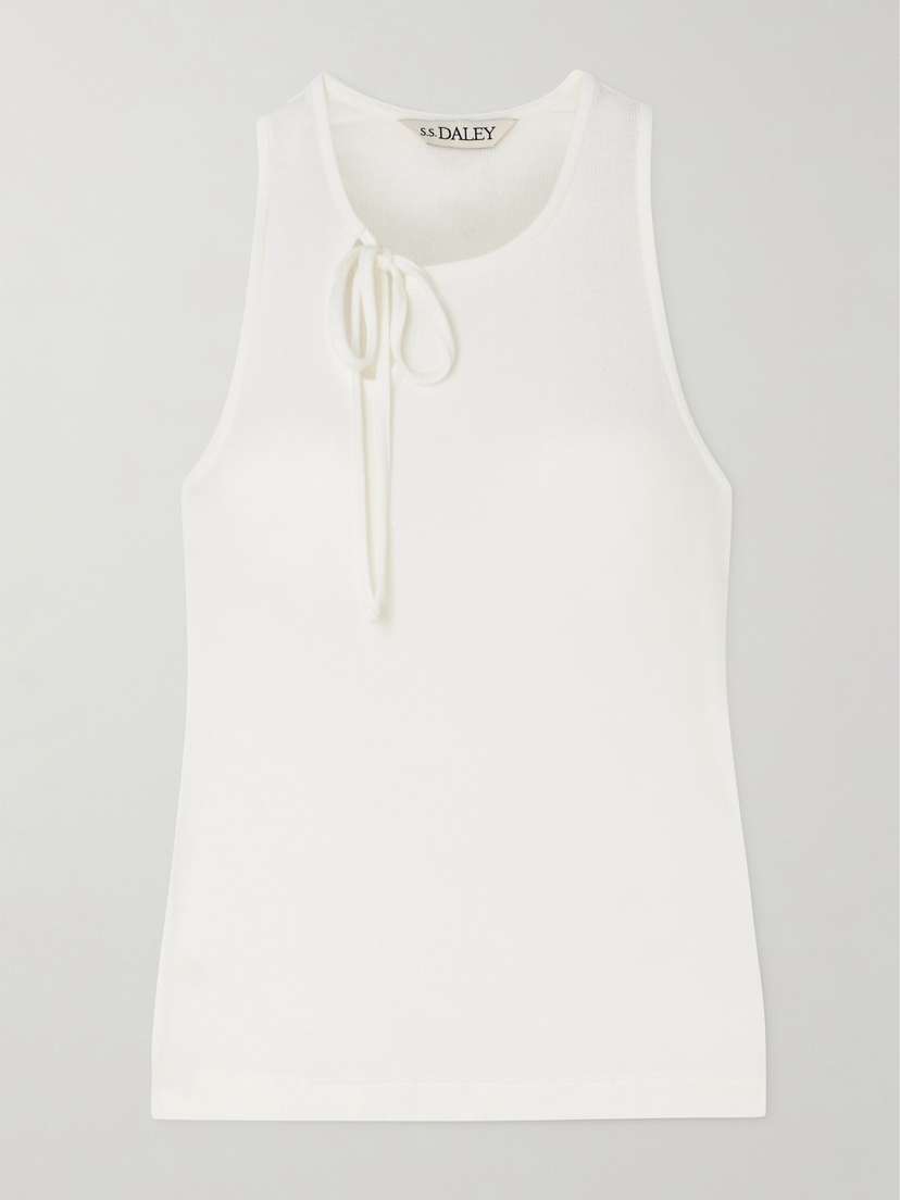 S.S. Daley Cochrane Tie-detailed Ribbed Lyocell-blend Jersey Tank
