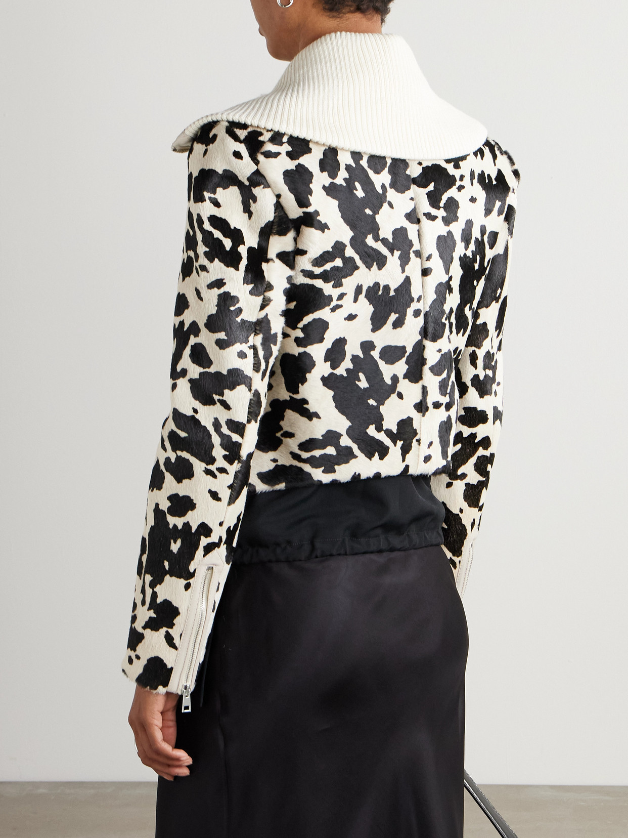 S.s. Daley Ribbed Cropped Wool-trimmed Animal-print Goat Hair Jacket