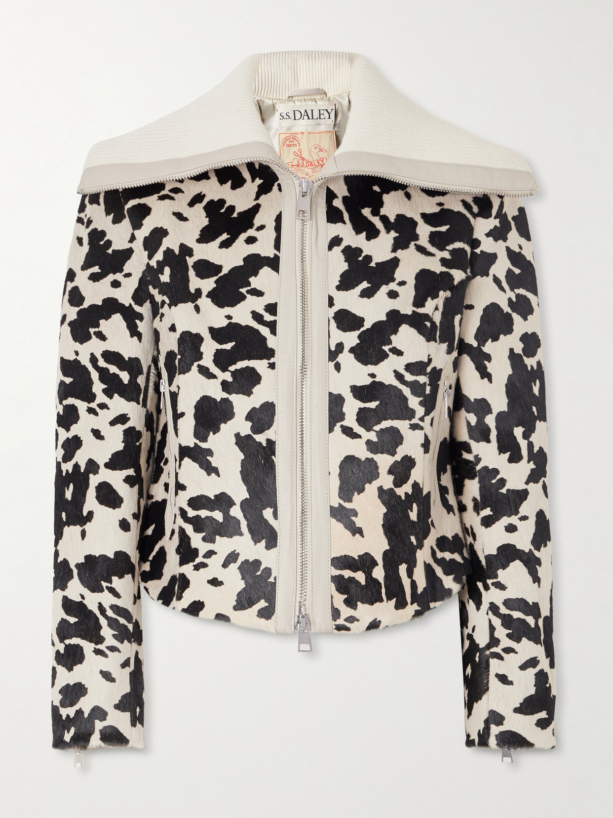 S.s. Daley Ribbed Cropped Wool-trimmed Animal-print Goat Hair Jacket
