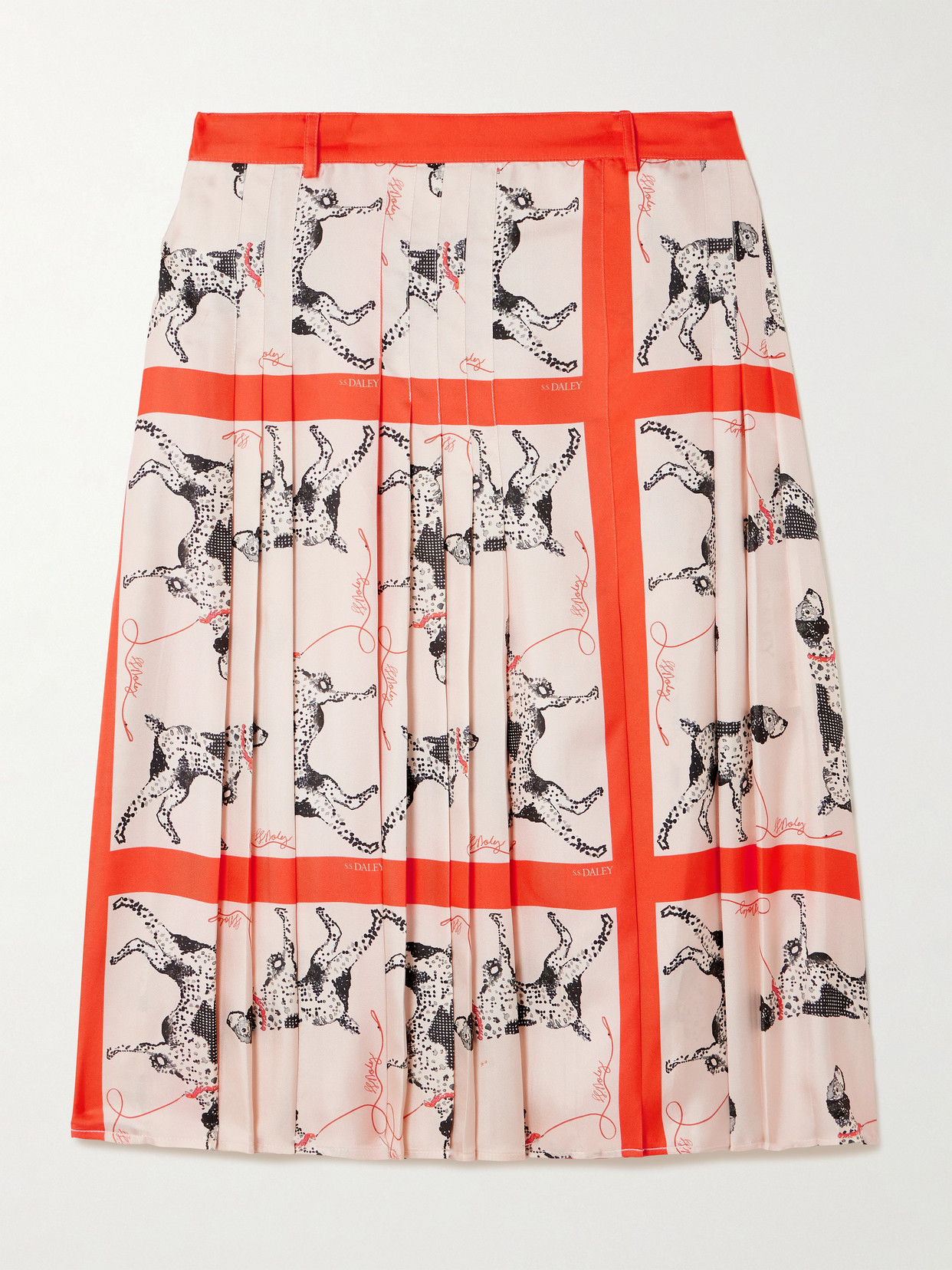 S.s. Daley Pointer Pleated Printed Silk-twill Midi Skirt