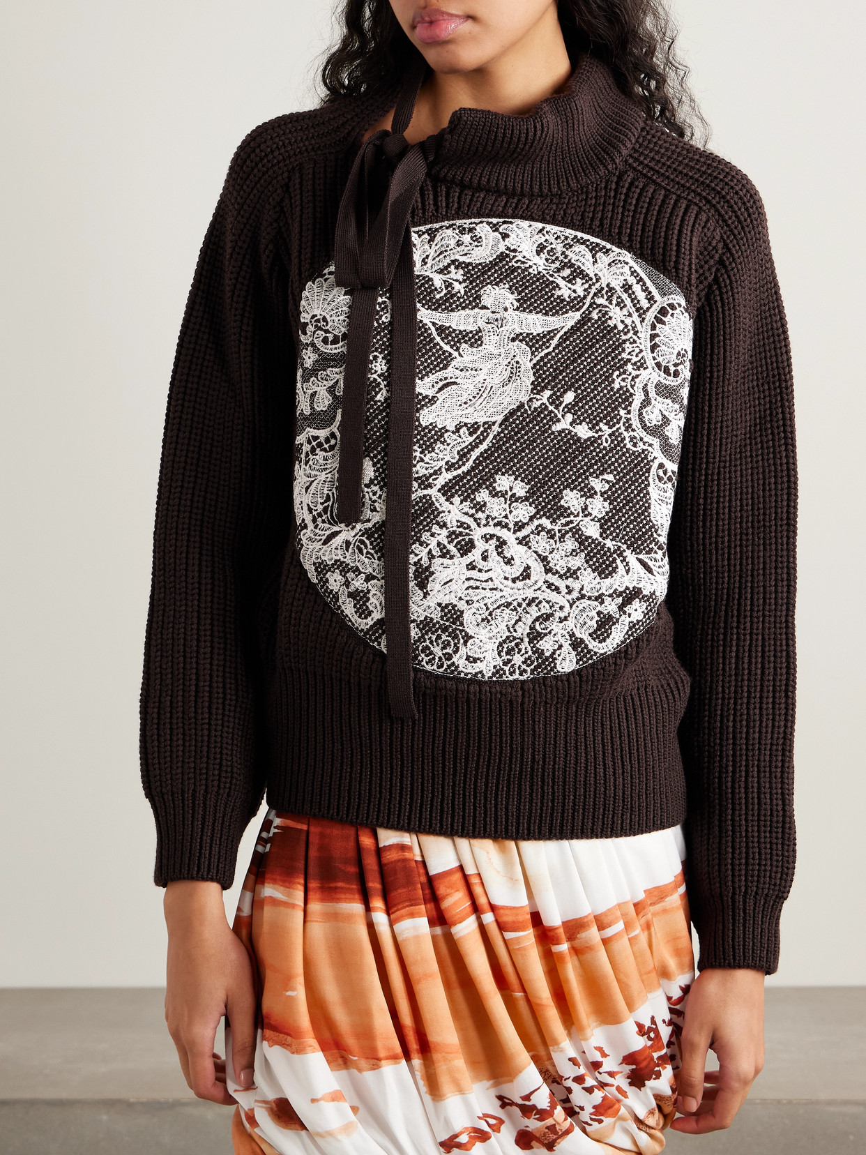 S.s. Daley Embroidered Ribbed Merino Wool Turtleneck Sweater In Black