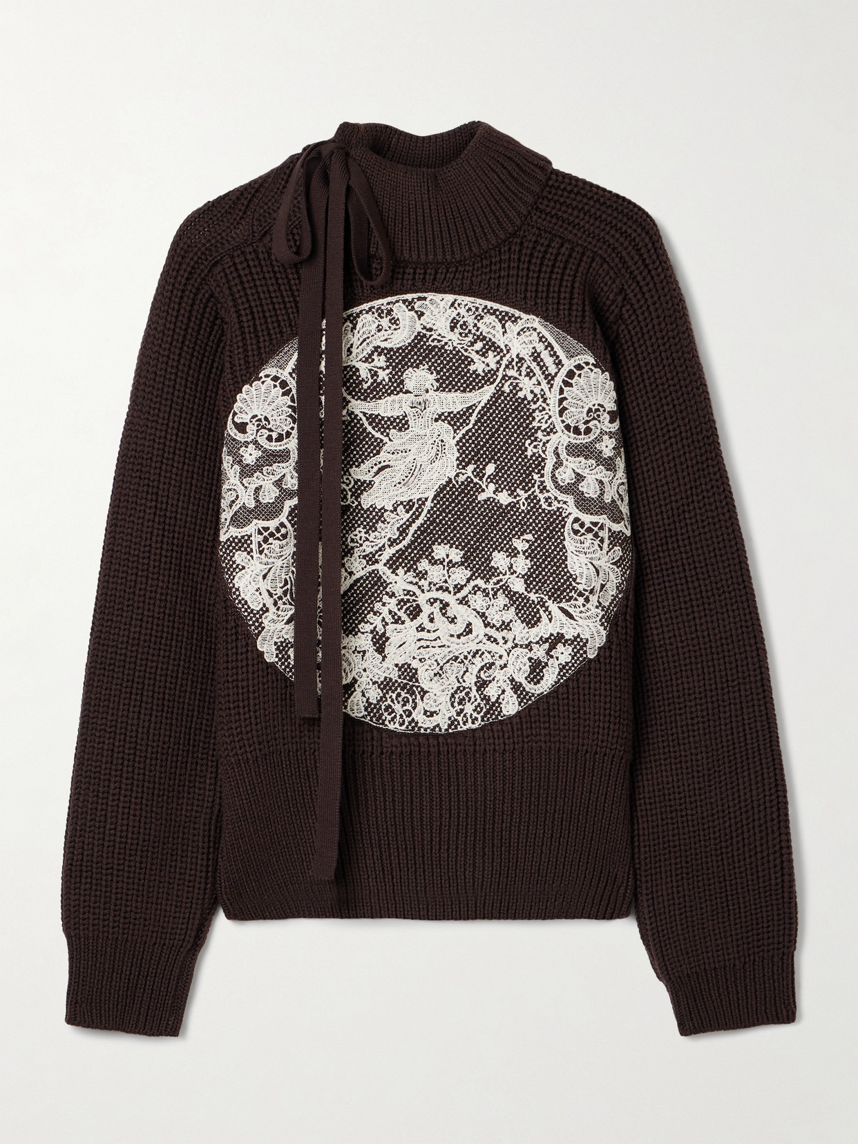 S.s. Daley Embroidered Ribbed Merino Wool Turtleneck Sweater In Black