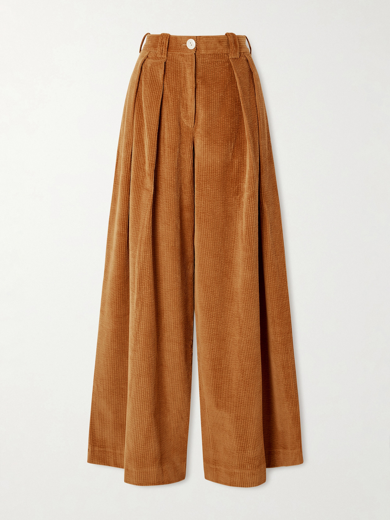 S.s. Daley Pleated Cotton-corduroy Wide-leg Pants In Brown