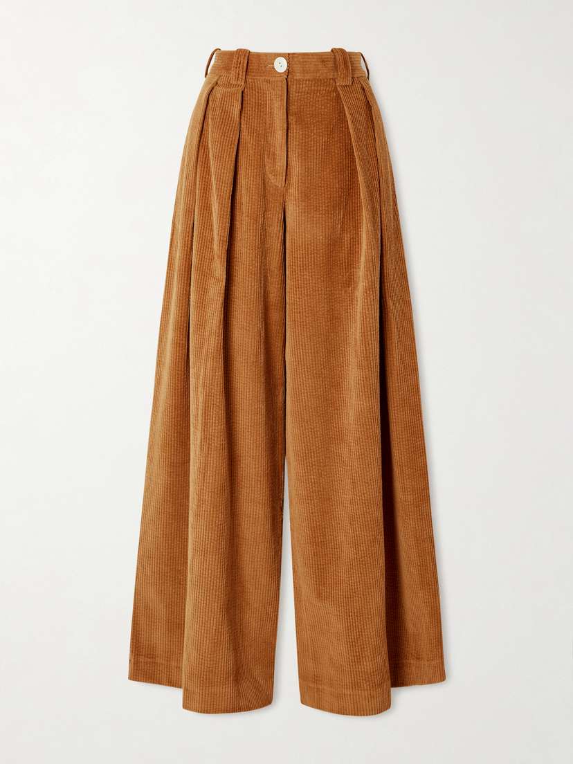 S.S. Daley Pleated Cotton-corduroy Wide-leg Pants