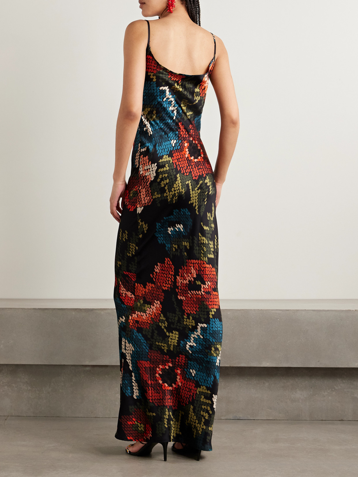 S.s. Daley Willow Printed Silk-satin Maxi Slip Dress
