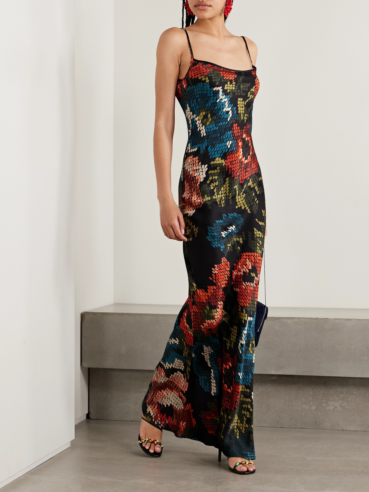 S.s. Daley Willow Printed Silk-satin Maxi Slip Dress