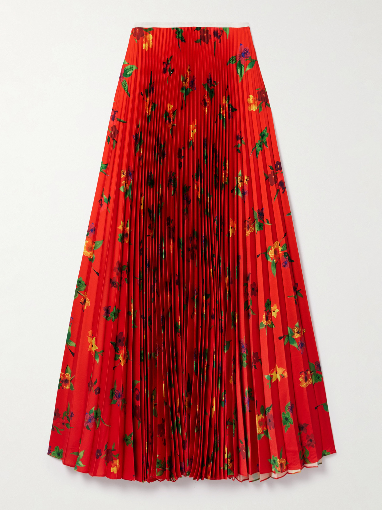 S.s. Daley Sunray Pleated Floral-print Satin Maxi Skirt