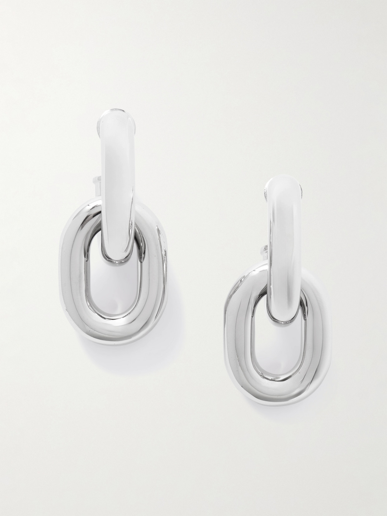 Rabanne Xl Link Silver-tone Earrings In White