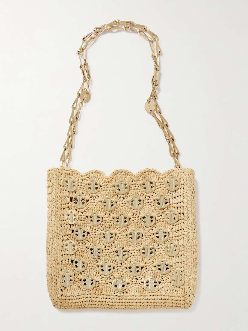 Rabanne 1969 Wave Raffia And Chainmail Shoulder Bag