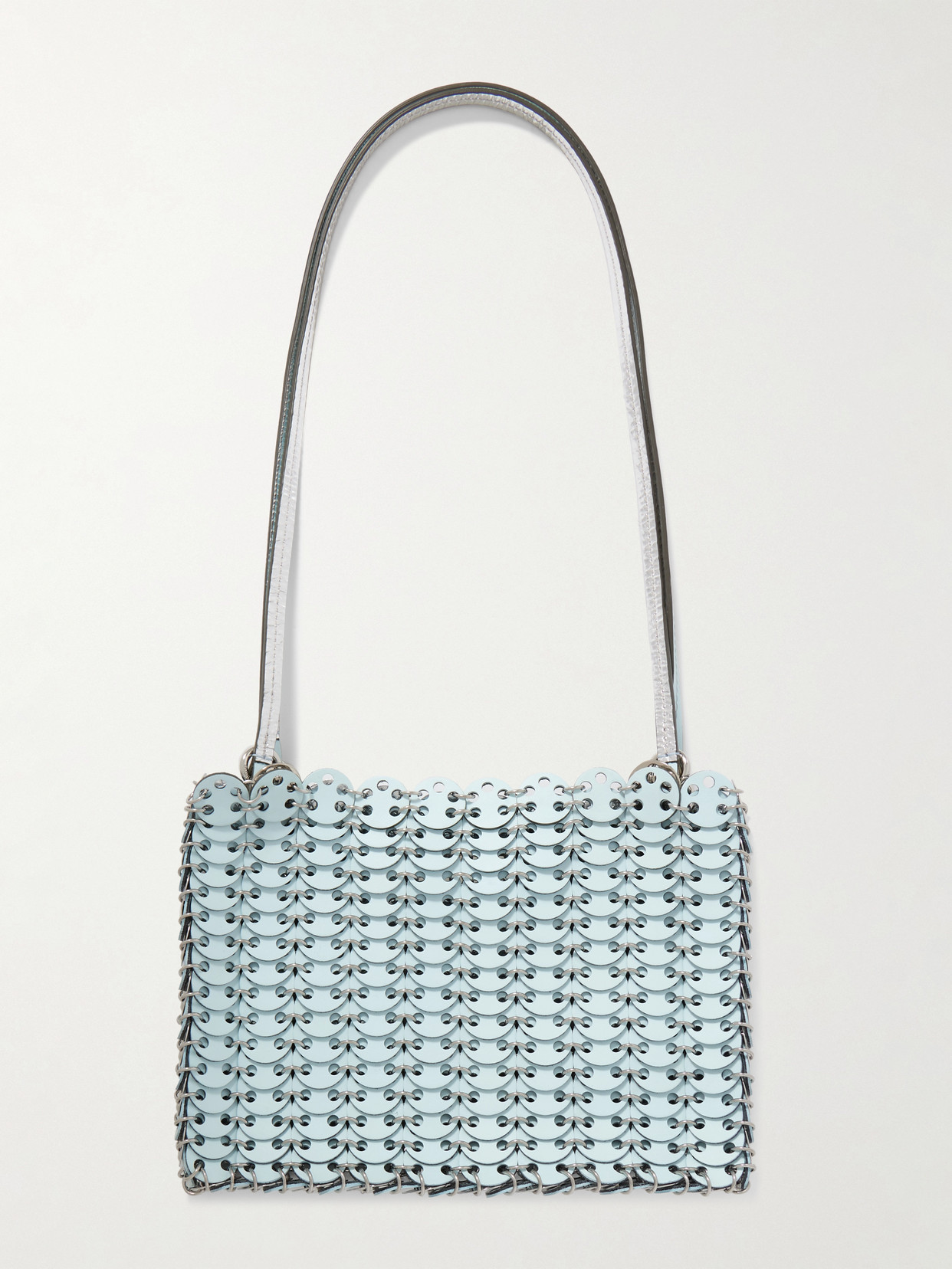 Rabanne 1969 Flip Reversible Leather And Chainmail Messenger Bag In Blue