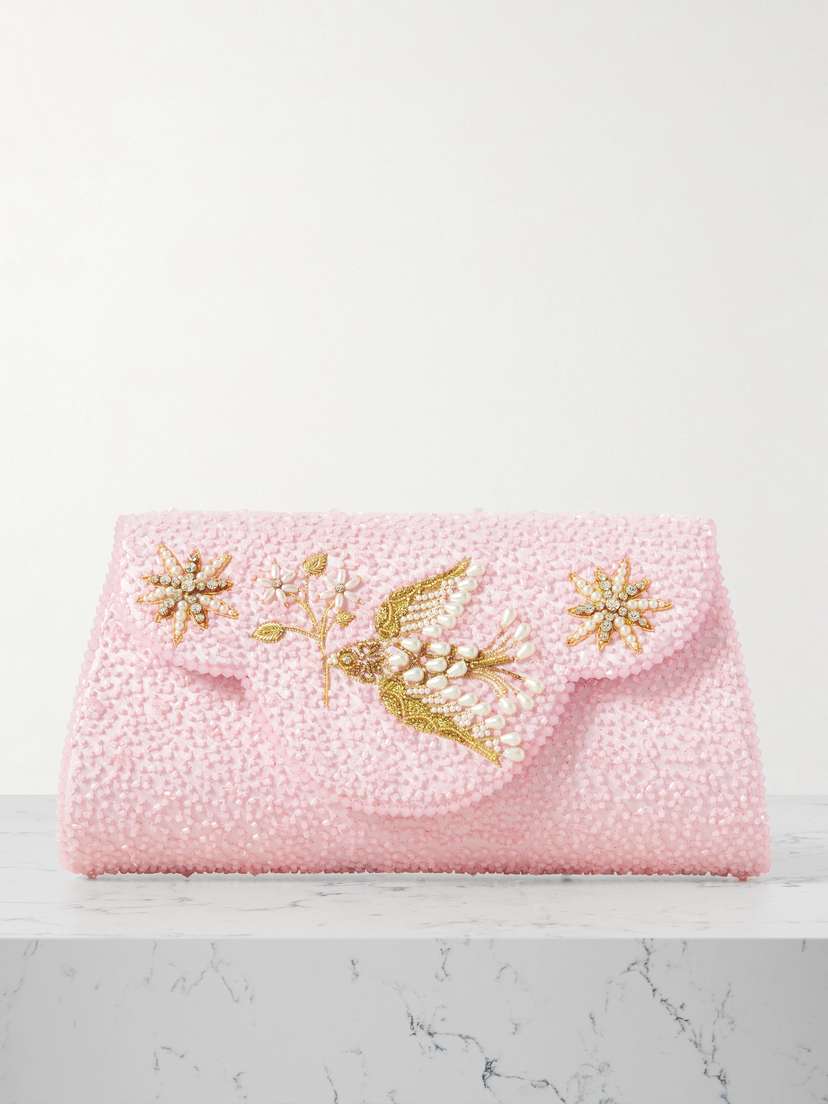 Clio Peppiatt Nova Embellished Satin Clutch
