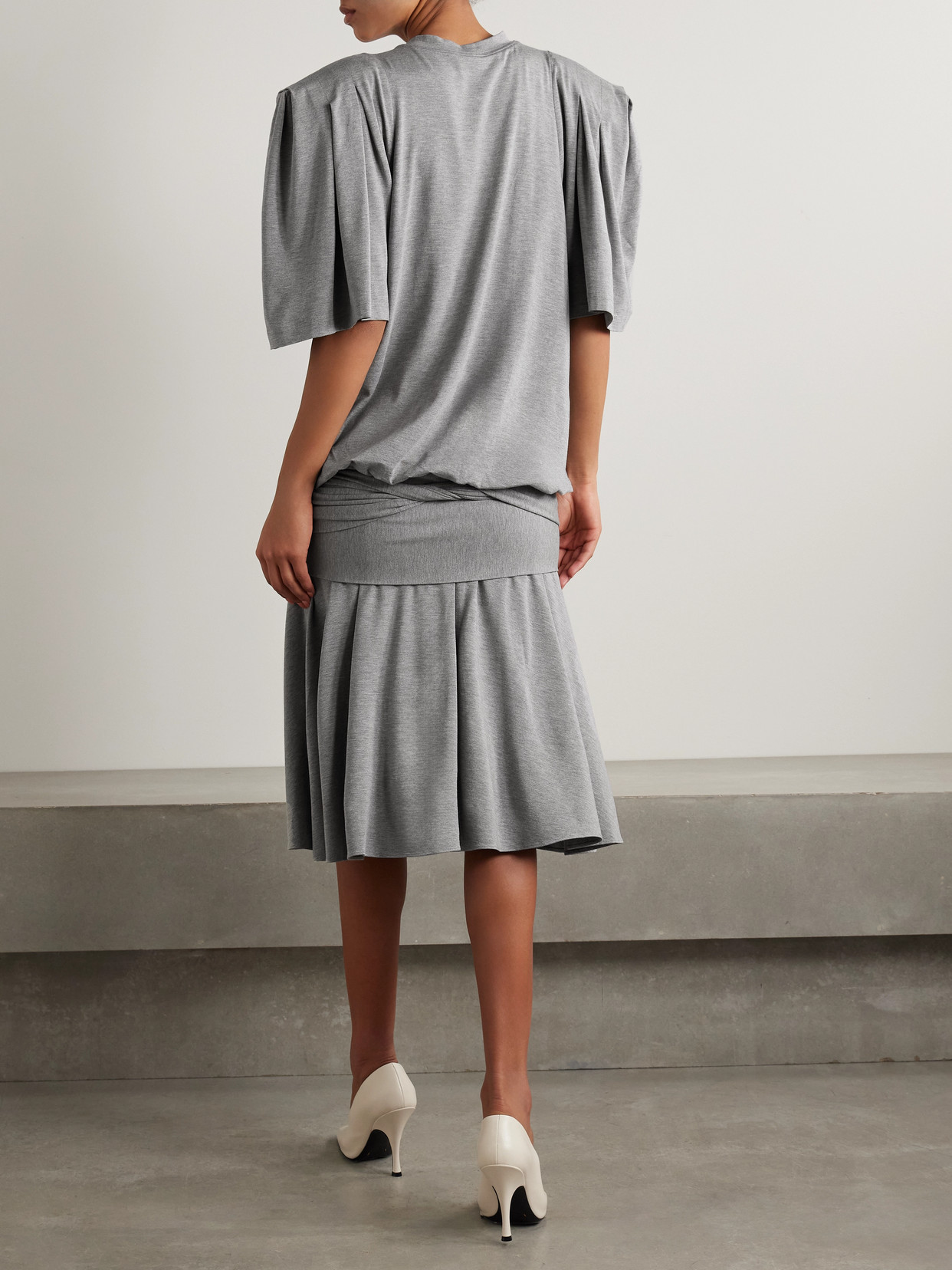 Marie Adam-leenaerdt Gathered Cotton-jersey Midi Dress