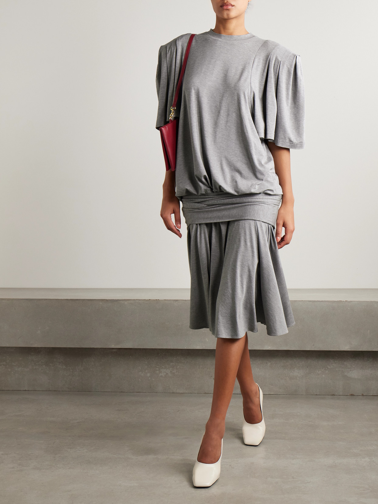 Marie Adam-leenaerdt Gathered Cotton-jersey Midi Dress