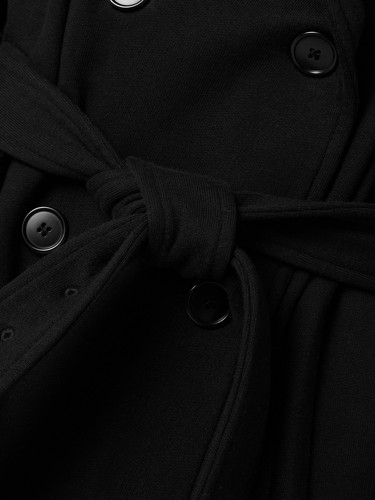 Shop Marie Adam-leenaerdt Hooded Double-breasted Belted Cotton-jersey Jacket