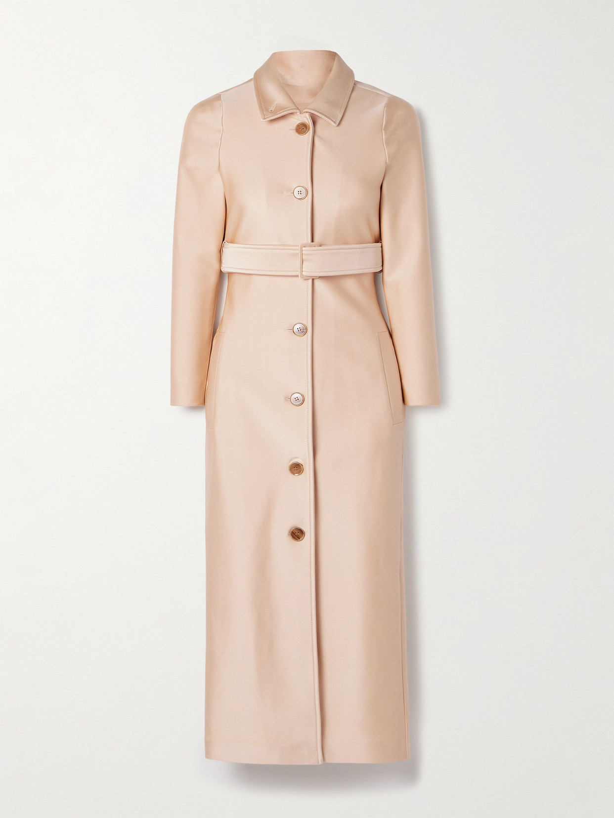Marie Adam-leenaerdt Belted Stretch-satin Trench Coat