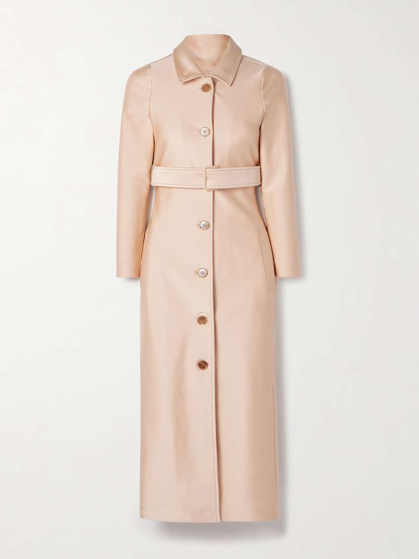 Marie Adam-Leenaerdt Belted Stretch-satin Trench Coat