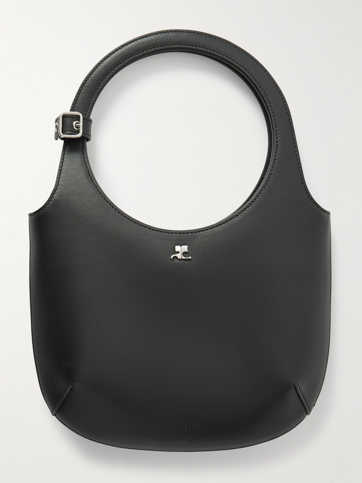 Courrèges Holy Buckled Leather Tote In Black