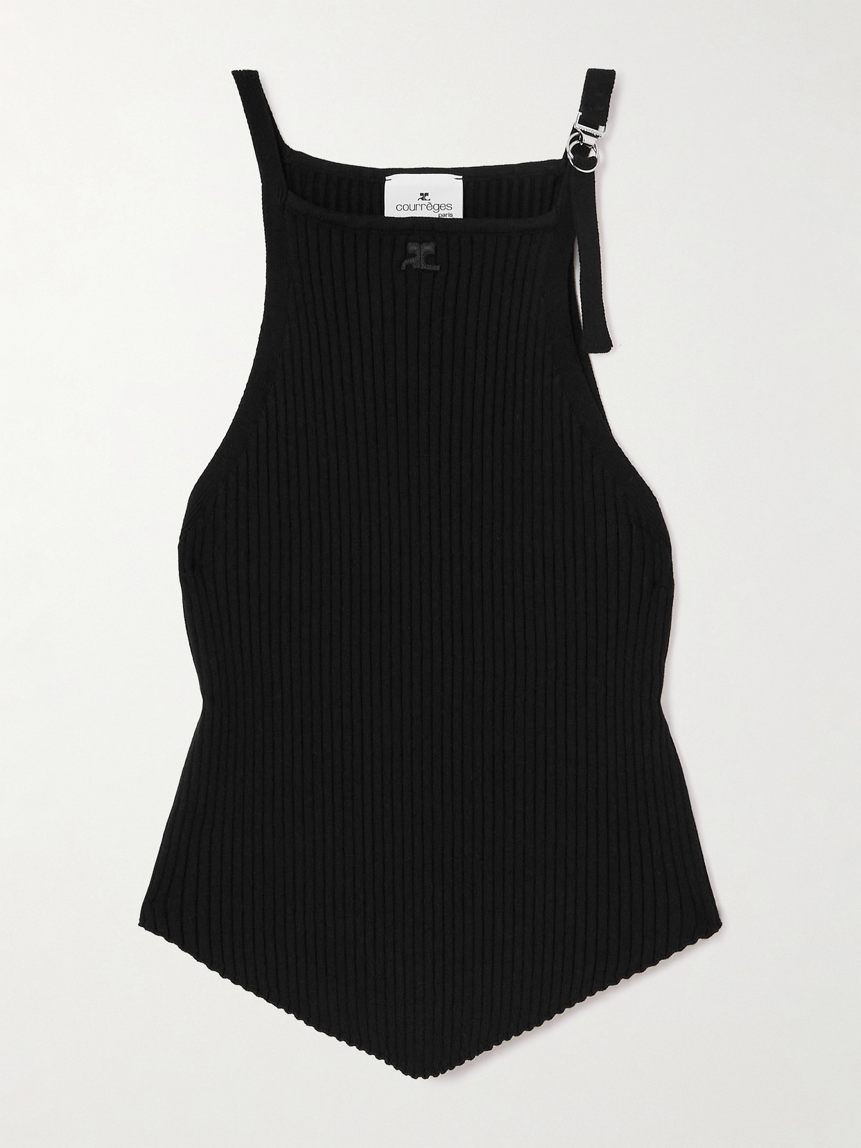 Courrèges Embellished Ribbed-knit Tank In Black